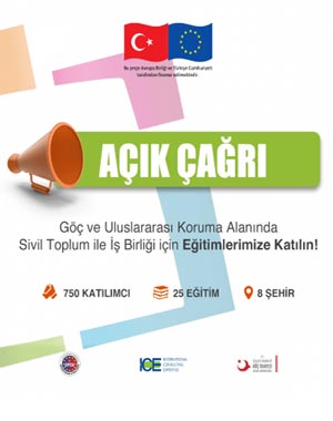 İçişleri Bakanlığı Göç İdaresi Genel Müdürlüğü (GİGM) AB ve Türkiye Cumhuriyeti tarafından ortak finanse edilen “Göç ve Uluslararası Koruma Alanında Sivil Toplumla İş Birliği için Teknik Destek Projesi kapsamında Göç ve Sivil Toplum Projesi’nin STK eğitimlerine başvuru