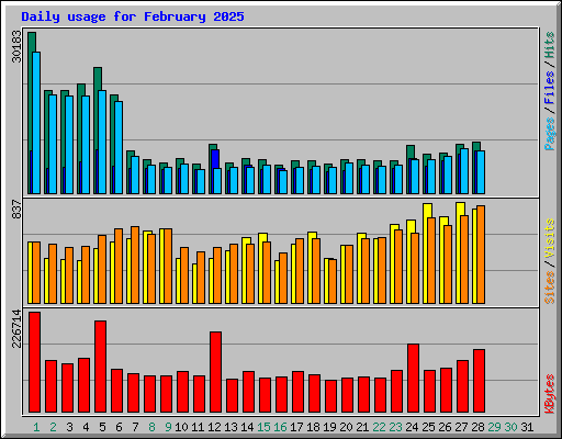 Daily usage for February 2025